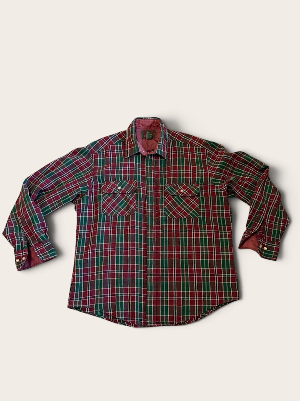 Vintage High Sierra Mervyns Acrylic Plaid Flannel Shirt L Red Green
